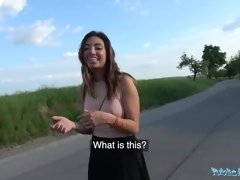 Public Agent Mexican babe Frida Sante gives roadside blowjob and fucking