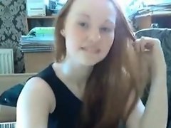 Sexy perfect redhead teen fingers her pussy and ass